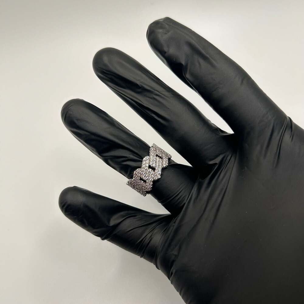 Crazy Shine Moissanite VVS1 Silver Cuban Ring Size 8 Mens Iced Waterproof